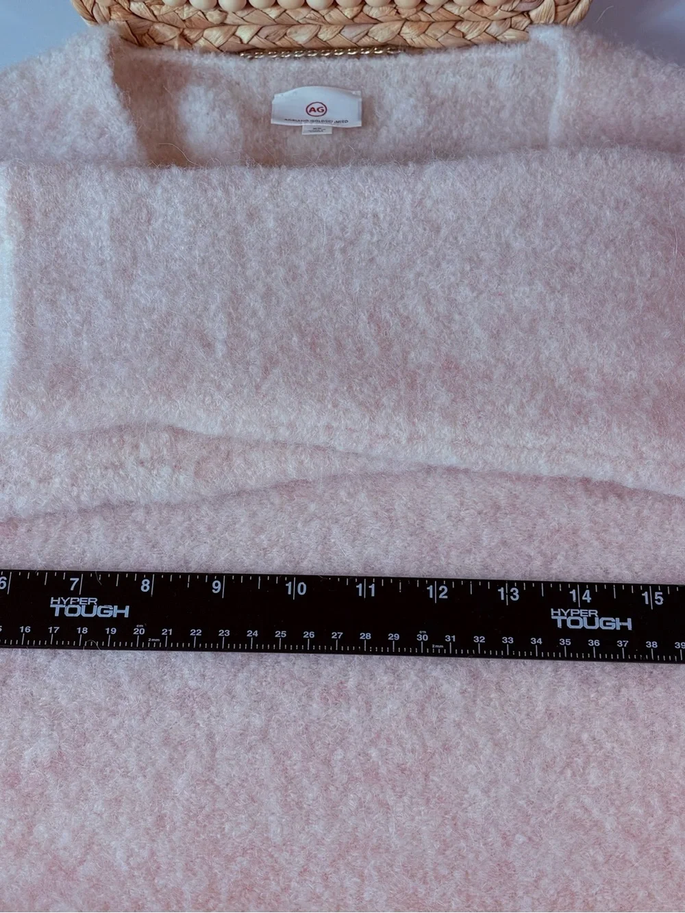 Ag Adriano Goldschmied Peach V-Neck Fuzzy Knit Sweater